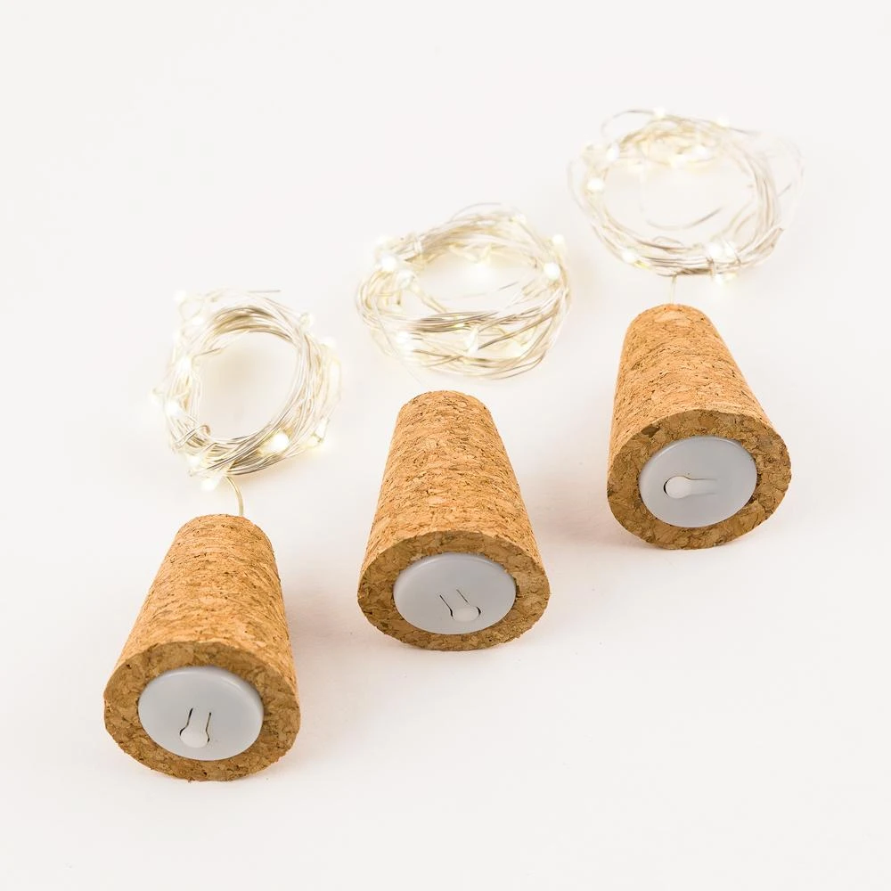3 Pack | 15 Super Bright Warm White LED Battery Operated Wine Bottle Lights With Real Cork DIY Fairy String Light For Home Wedding Party Decoration 4 3 Pack | 15 Super Bright Warm White LED Battery Operated Wine Bottle Lights With Real Cork DIY Fairy String Light For Home Wedding Party Decoration - Image 2