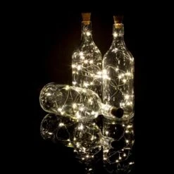 3 Pack | 15 Super Bright Warm White LED Battery Operated Wine Bottle Lights With Real Cork DIY Fairy String Light For Home Wedding Party Decoration