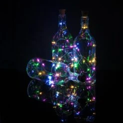 3 Pack | 15 Super Bright RGB LED Battery Operated Wine Bottle Lights With Real Cork DIY Fairy String Light For Home Wedding Party Decoration