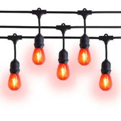 10 Suspended Multi-Color Outdoor Commercial String Light Set, 21 FT Black Cord W/ 2-Watt Shatterproof LED Bulbs, Weatherproof SJTW -Lights Decor Shop redlit blk1 f3e62928 29fe 4fda b7bd 7aaf5cfc0b77