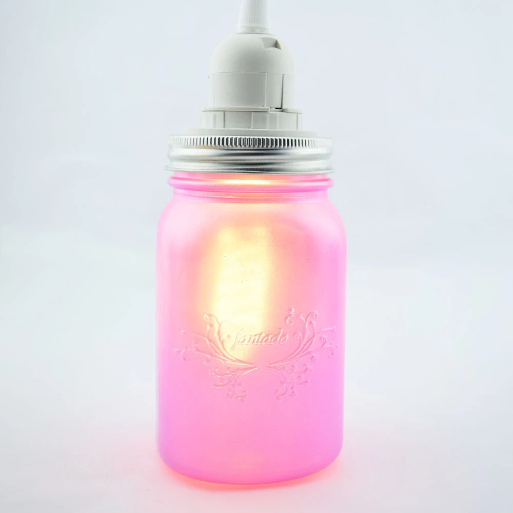BLOWOUT Fantado Frosted Lavender Mason Jar Pendant Light Kit, Regular Mouth, Clear Cord, 15FT 3 BLOWOUT Fantado Frosted Lavender Mason Jar Pendant Light Kit, Regular Mouth, Clear Cord, 15FT