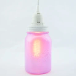 Fantado Frosted Lavender Mason Jar Pendant Light Kit, Regular Mouth, White Cord, 15FT