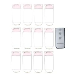 12-Pack + Remote Wireless Remote Controlled Paper Lantern Light Kit, Cool White (Battery Powered)