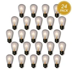 24-Pack LED Filament S14 Shatterproof Energy Saving Light Bulb, Dimmable, 1W,E26 Medium Base