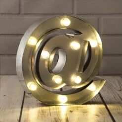 BLOWOUT Silver Marquee Light Symbol '@ / At Web Internet' LED Metal Sign (8 Inch, Battery Operated W/ Timer)