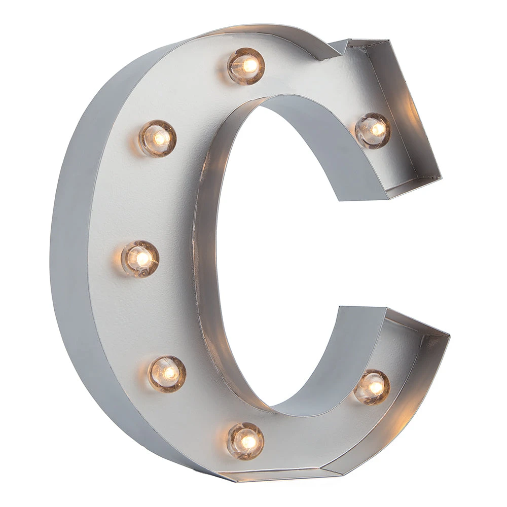 BLOWOUT Silver Marquee Light Letter 'C' LED Metal Sign (8 Inch, Battery Operated W/ Timer) 3 BLOWOUT Silver Marquee Light Letter 'C' LED Metal Sign (8 Inch, Battery Operated W/ Timer)