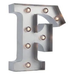 BLOWOUT Silver Marquee Light Letter 'F' LED Metal Sign (8 Inch, Battery Operated W/ Timer)