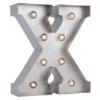 BLOWOUT Silver Marquee Light Letter 'X' LED Metal Sign (8 Inch, Battery Operated W/ Timer) -Lights Decor Shop silver marquee lights sign letter x