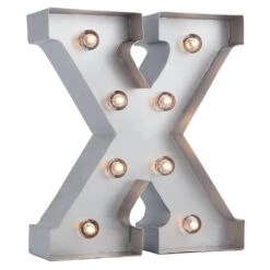 BLOWOUT Silver Marquee Light Letter 'X' LED Metal Sign (8 Inch, Battery Operated W/ Timer)