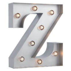 BLOWOUT Silver Marquee Light Letter 'Z' LED Metal Sign (8 Inch, Battery Operated W/ Timer)
