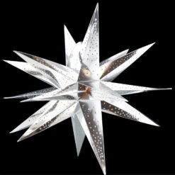 24" Moravian Glossy Silver Multi-Point Paper Star Lantern Lamp, Hanging Wedding & Party Decoration