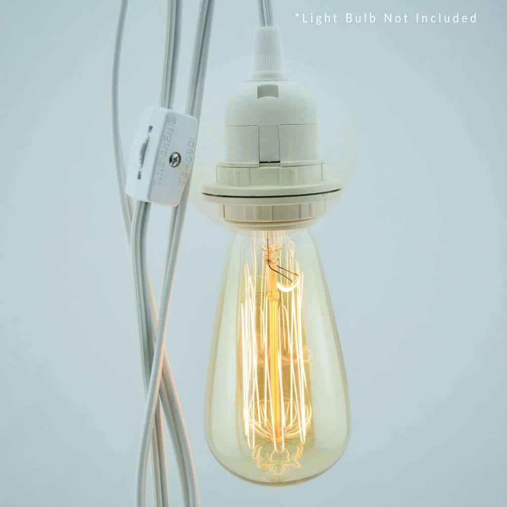 BULK PACK (10) Single Socket Pendant Light Cord Kits For Lanterns (11FT, Switch, White) 4 BULK PACK (10) Single Socket Pendant Light Cord Kits For Lanterns (11FT, Switch, White) - Image 2