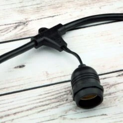 (Cord Only) 15 Suspended Socket Outdoor Commercial Weatherproof SJTW String Light Set, 48FT Black Cord W/ E26, 14AWG -Lights Decor Shop sjtw cord only string light drop 15 48 e26 black 489e5cc6 466d 4382 8845 8db06dcb6360