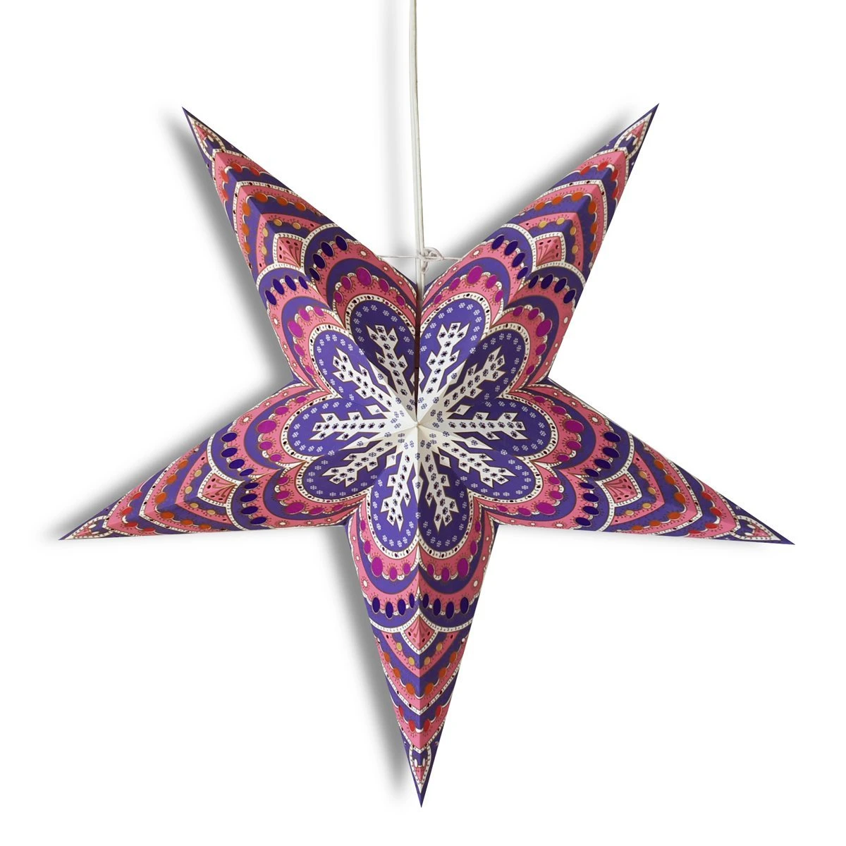 24" Purple Snowflake Paper Star Lantern, Hanging Wedding & Party Decoration 4 24" Purple Snowflake Paper Star Lantern, Hanging Wedding & Party Decoration - Image 2