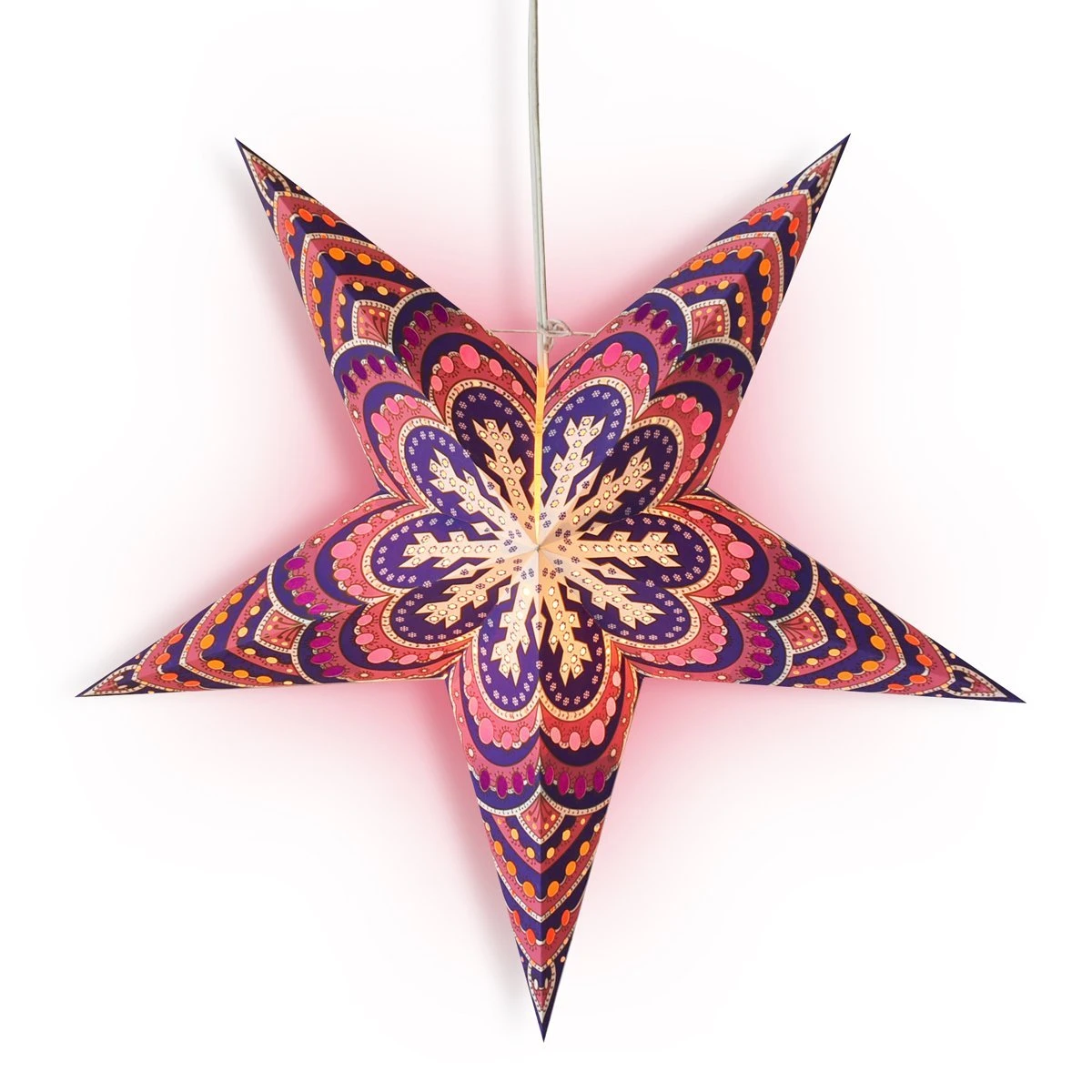 24" Purple Snowflake Paper Star Lantern, Hanging Wedding & Party Decoration 3 24" Purple Snowflake Paper Star Lantern, Hanging Wedding & Party Decoration