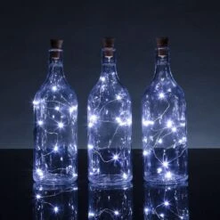 3 Pack | 3 Ft 10 Super Bright Cool White LED Solar Operated Wine Bottle Lights With Cork DIY Fairy String Light For Home Wedding Party Decoration