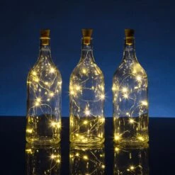 3 Pack | 3 Ft 10 Super Bright Warm White LED Solar Operated Wine Bottle Lights With Cork DIY Fairy String Light For Home Wedding Party Decoration