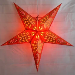 24" Red / Gold Monarch Glitter Paper Star Lantern, Hanging -Lights Decor Shop star lantern glitter monarch red gold image 2