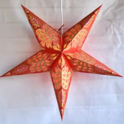 24" Red / Gold Monarch Glitter Paper Star Lantern, Hanging -Lights Decor Shop star lantern glitter monarch red gold image 4
