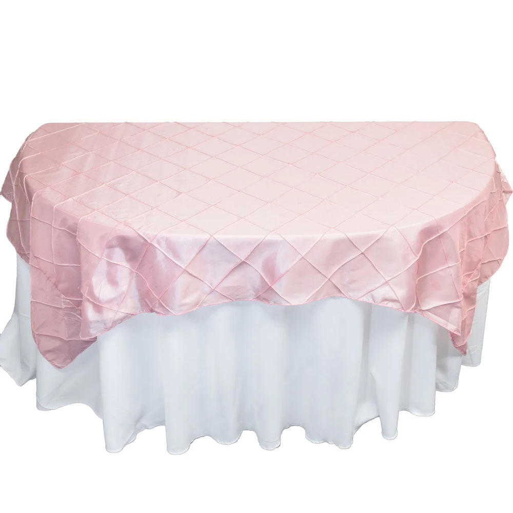 BLOWOUT Light Pink Square Pintuck Chameleon Table Cloth Overlay Cover - 72 X 72 Inch 3 BLOWOUT Light Pink Square Pintuck Chameleon Table Cloth Overlay Cover - 72 X 72 Inch