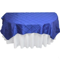 BLOWOUT Royal Blue Square Pintuck Chameleon Table Cloth Overlay Cover - 72 X 72 Inch