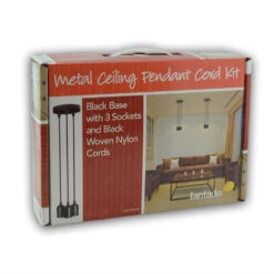 BLOWOUT Triple Socket Metal Black Hardwire Cord Kit Ceiling Pendant Light Fixture W/ Braided Cloth Cord, 10 FT -Lights Decor Shop triple socket hardwired pendant light fixture braided cord black image 2 483c8f61 f01f 4c50 9aca 0a5d6d48c68b
