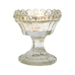 BLOWOUT Vintage Mercury Glass Candle Holder (3-Inch, Charlene Chalice Design, Silver) - For Use With Tea Lights - For Home Decor, Parties, And Wedding Decorations
