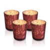 4 Pack | Vintage Mercury Glass Candle Holders (3-Inch, Tess Design, Rustic Copper Red) - For Use With Tea Lights - For Home Décor, Parties And Wedding Decorations -Lights Decor Shop v21cpm 4pk mercury glass candle holder tess copper