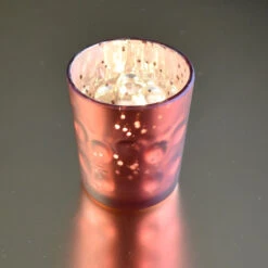 Vintage Mercury Glass Candle Holder (3-Inch, Tess Design, Rustic Copper Red) - For Use With Tea Lights - For Home Décor, Parties And Wedding Decorations -Lights Decor Shop v21cpm mercury glass candle holder tess copper image 2