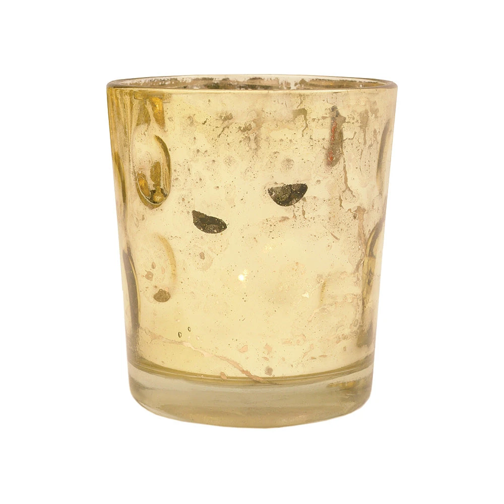 Vintage Mercury Glass Candle Holder (3-Inch, Tess Design, Gold) - For Use With Tea Lights - For Home Décor, Parties And Wedding Decorations 3 Vintage Mercury Glass Candle Holder (3-Inch, Tess Design, Gold) - For Use With Tea Lights - For Home Décor, Parties And Wedding Decorations