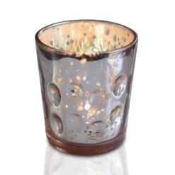 Luna Bazaar Mercury Glass Candle Holder (3-Inch, Tess Design, Rose Gold Pink)...