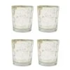 4 Pack | Vintage Mercury Glass Candle Holders (3-Inch, Tess Design, Silver) - For Use With Tea Lights - For Home Décor, Parties And Wedding Decorations -Lights Decor Shop v21sv 4pk mercury glass candle holder tess silver