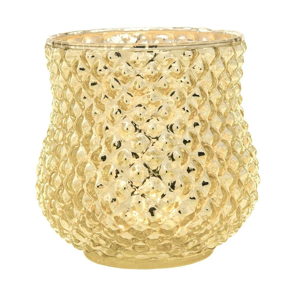 Timeless Gold Mercury Glass Tea Light Votive Candle Holders (Set Of 5, Assorted Designs And Sizes) 7 Timeless Gold Mercury Glass Tea Light Votive Candle Holders (Set Of 5, Assorted Designs And Sizes) - Image 5