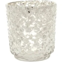 Vintage Mercury Glass Candle Holder (3-Inch, Small Rachel Design, Silver) - For Use With Tea Light -Decorative Candle Holder For Home Decor And Wedding Centerpieces