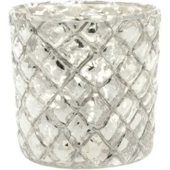 Vintage Mercury Glass Candle Holder (2.5-Inch, Small Andrea Design, Silver) - For Use With Tea Lights - For Home Decor, Parties & Wedding Decorations
