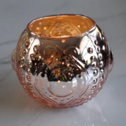 Vintage Mercury Glass Vase And Candle Holder (3.25-Inches, Small Josephine Design, Rose Gold Pink) - Use With Tea Lights - For Home Décor, Parties And Weddings -Lights Decor Shop v236rg mercury vase josephine rose gold image 2