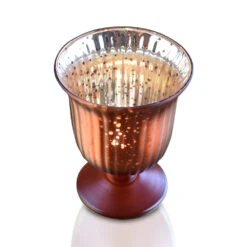 Vintage Mercury Glass Candle Holder (5-Inch, Emma Design, Fluted Urn, Rustic Copper Red) - Decorative Candle Holder - For Home Decor, Party Decorations, And Wedding Centerpieces