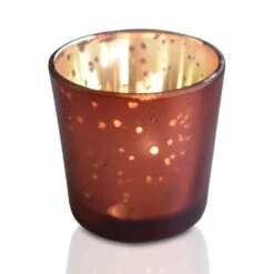 6 Pack | Vintage Mercury Glass Candle Holders (2.5-Inch, Lila Design, Liquid Motif, Rustic Copper Red) - For Use With Tea Lights - For Parties, Weddings And Homes -Lights Decor Shop v23cpm 6pk mercury candle holders lila copper image 2