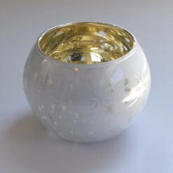 BLOWOUT 4 Pack | Vintage Mercury Glass Globe Candle Holders (3-Inch, Mary Design, Pearl White) - For Use With Tea Lights - Home Decor, Parties And Wedding Decorations -Lights Decor Shop v24PR 0ee4b462 5c47 4180 821d 0ca05c7c725b