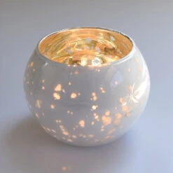 BLOWOUT 4 Pack | Vintage Mercury Glass Globe Candle Holders (3-Inch, Mary Design, Pearl White) - For Use With Tea Lights - Home Decor, Parties And Wedding Decorations -Lights Decor Shop v24prlit df620a2f 0a4a 4ada a636 ac74ae0992b3