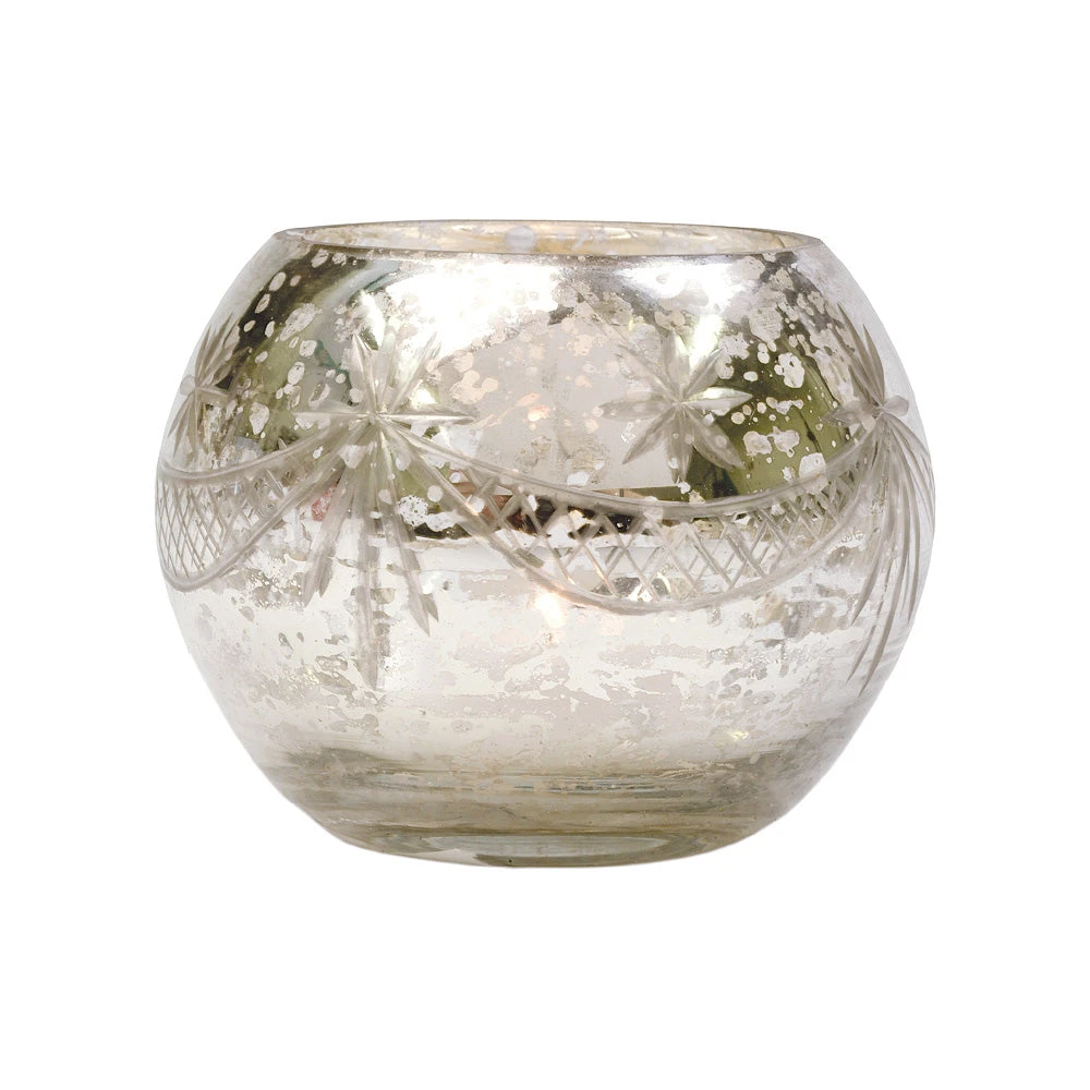 4 Pack | Vintage Mercury Glass Globe Candle Holders (3-Inch, Mary Design, Silver) - For Use With Tea Lights - Home Decor, Parties And Wedding Decorations 5 4 Pack | Vintage Mercury Glass Globe Candle Holders (3-Inch, Mary Design, Silver) - For Use With Tea Lights - Home Decor, Parties And Wedding Decorations - Image 3
