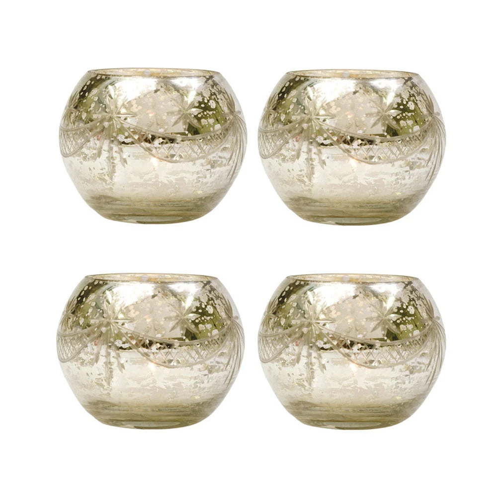 4 Pack | Vintage Mercury Glass Globe Candle Holders (3-Inch, Mary Design, Silver) - For Use With Tea Lights - Home Decor, Parties And Wedding Decorations 3 4 Pack | Vintage Mercury Glass Globe Candle Holders (3-Inch, Mary Design, Silver) - For Use With Tea Lights - Home Decor, Parties And Wedding Decorations