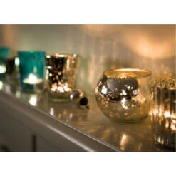 Vintage Mercury Glass Globe Holder (3-Inch, Mary Design, Silver) - For Use With Tea Lights - Home Decor, Parties And Wedding Decorations -Lights Decor Shop v24sv mercury glass candle holder mary silver image 2