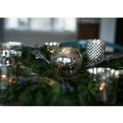 Vintage Mercury Glass Globe Holder (3-Inch, Mary Design, Silver) - For Use With Tea Lights - Home Decor, Parties And Wedding Decorations -Lights Decor Shop v24sv mercury glass candle holder mary silver image 4