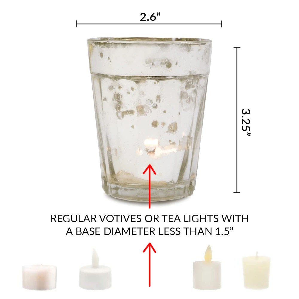 4 Pack | Vintage Mercury Glass Candle Holders (3.25-Inch, Katelyn Design, Column Motif, Gold) - For Use With Tea Lights 5 4 Pack | Vintage Mercury Glass Candle Holders (3.25-Inch, Katelyn Design, Column Motif, Gold) - For Use With Tea Lights - Image 3