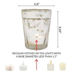 4 Pack | Vintage Mercury Glass Candle Holders (3.25-Inch, Katelyn Design, Column Motif, Pearl White) - For Use With Tea Lights - For Home Decor, Parties And Wedding Decorations -Lights Decor Shop v25qwh mercury glass candle holder katelyn white image 3 6992cb07 b7bc 4e6e aeb0 61d798538a72