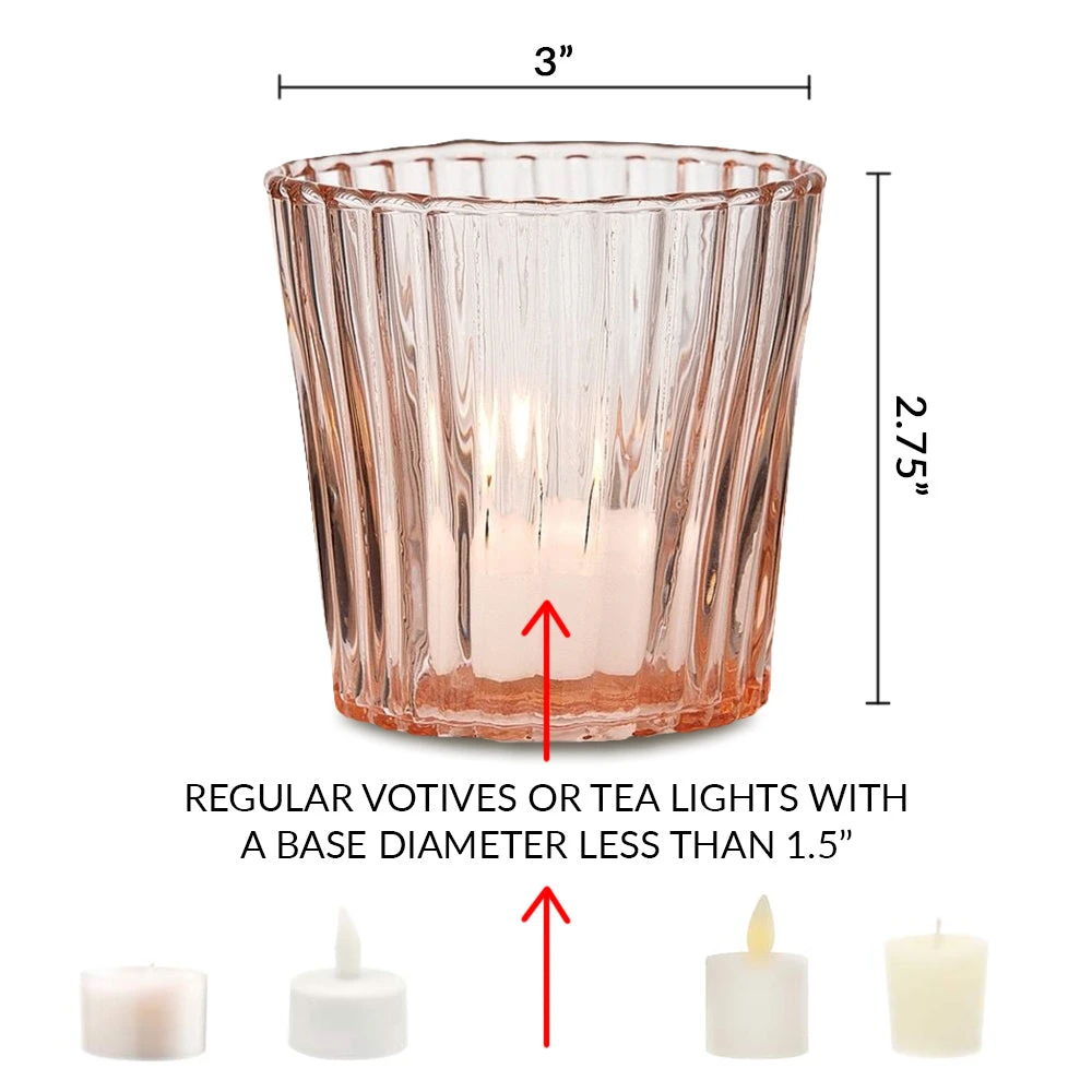 4 Pack | Vintage Mercury Glass Candle Holders (3-Inch, Caroline Design, Vertical Motif, Rustic Red Copper) - For Use With Tea Lights - Home Decor, Parties And Wedding Decorations 6 4 Pack | Vintage Mercury Glass Candle Holders (3-Inch, Caroline Design, Vertical Motif, Rustic Red Copper) - For Use With Tea Lights - Home Decor, Parties And Wedding Decorations - Image 4