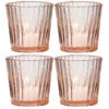 4 Pack | Vintage Glass Candle Holders (3-Inch, Caroline Design, Vertical Motif, Vintage Pink) - For Use With Tea Lights - Home Decor, Parties And Wedding Decorations -Lights Decor Shop v28vp 4pk glass candle holder caroline pink