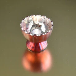 BLOWOUT 6 Pack | Vintage Mercury Glass Chalice Candle Holders (3-Inch, Suzanne Design, Sundae Cup Motif, Rustic Copper Red) - For Use With Tea Lights - For Home Decor, Parties And Wedding Decorations -Lights Decor Shop v29cpm 6pk suzanne mercury candle holders copper image 2