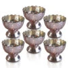 6 Pack | Vintage Mercury Glass Chalice Candle Holders (3-Inch, Suzanne Design, Sundae Cup Motif, Rose Gold Pink) - For Use With Tea Lights - For Home Decor, Parties And Wedding Decorations